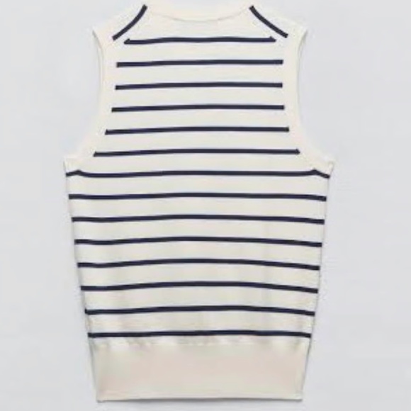 Zara Striped Navy + Ivory Tank Top in Small - Picture 6 of 6